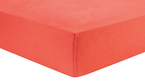 Coral Deluxe Flannel Fitted Crib Sheet – Solid Print Cotton Flannel, Coral, Fully Elasticized, 10 in Deep Pockets, Fits Standard Crib Mattress 28 in x 52 in