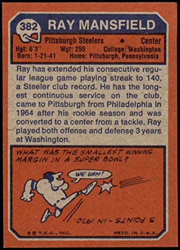 1973 Topps # 382 Ray Mansfield Pittsburgh Steelers (Football Card) Dean’s Cards 5 – EX Steelers | The Storepaperoomates Retail Market - Fast Affordable Shopping