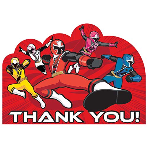 Amscan Power Rangers Dino Charge Birthday Party Postcard Thank You Cards (8 Piece), Multi