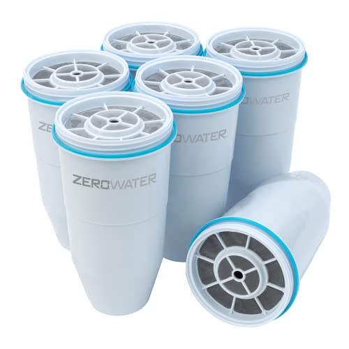 ZeroWater Official Replacement Filter – 5-Stage Filter Replacement 0 TDS for Improved Tap Water Taste – NSF Certified to Reduce Lead, Chromium, and PFOA/PFOS, 6-Pack