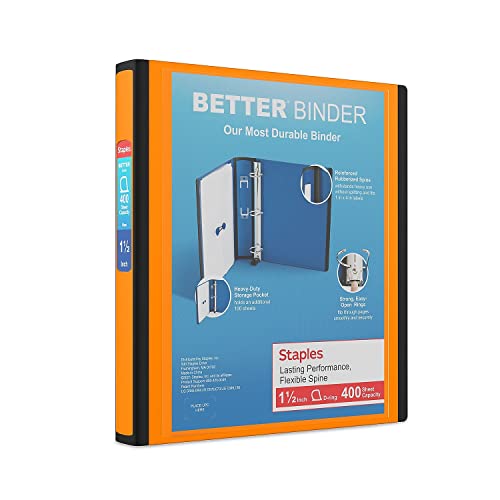 Staples 651861 1.5-Inch 3-Ring Better Binder Orange (13467)