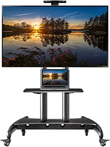 NB North Bayou Mobile TV Cart TV Stand with Wheels for 55″ – 85″ Inch LCD LED OLED Plasma Flat Panel Screens up to 200lbs AVA1800-70-1P (Black)