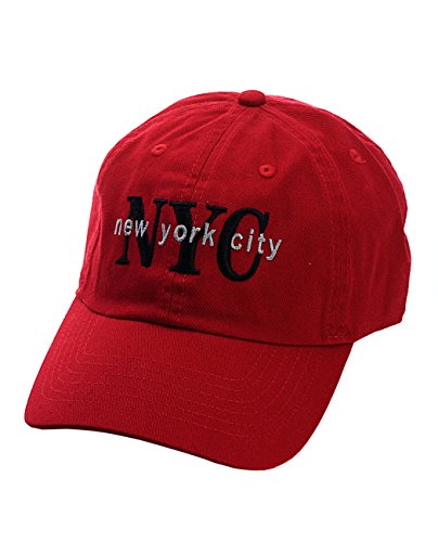 NYFASHION101 Unisex NYC New York City Embroidered Adjustable Low Profile Cap, NY02, Red