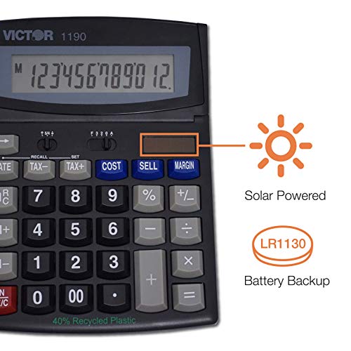 Victor 1190 Desktop Display Calculator, Black, 1″ x 5.9″ x 7.8″ | The Storepaperoomates Retail Market - Fast Affordable Shopping