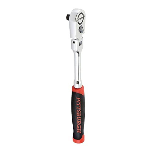 Pittsburgh Pro 3/8 Inch Drive Professional Flex Head Long Handle Ratchet; 14″ Long with TRP Comfort Grip