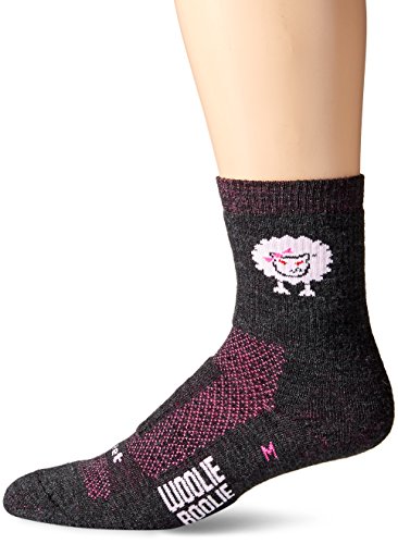 DEFEET Woolie Boolie Baaad Sheep Socks, Charcoal/Neon Pink, Large