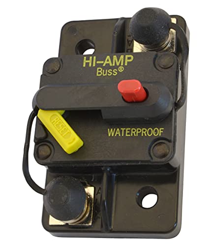 Bussmann CB285F-100 Weatherproof Marine Rated High Amp Type III Flush Mount Circuit Breaker (100 Amp), 1 Pack