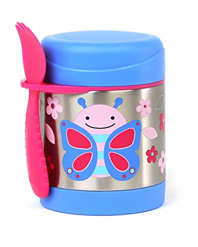 Skip Hop Baby Zoo Little Kid and Toddler Blossom Butterfly Insulated Food Jar and Spork Set, Multi, 11 fl oz