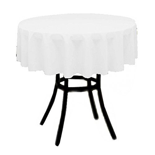 New Creations Fabric & Foam Inc, 36″ Round Polyester Poplin Tablecloth for 24″ Round Coffee Table With 6″ Drop, White.
