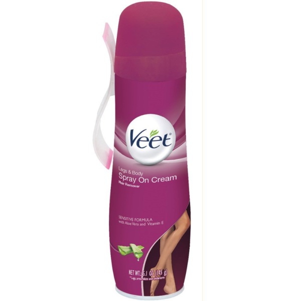 Veet Spray On Hair Removal Cream, 5.1 oz, for Legs & Body (Pack of 6)