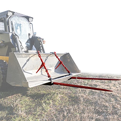 Titan Attachments Dual Prong 43″ Hay Bale Spear Attachment, Universal HD Front Skid Steer Tractor Loader Bucket Attachment, 3000 LB Capacity, Conus 2 Tines, Chains and Ratchet Binders Included | The Storepaperoomates Retail Market - Fast Affordable Shopping