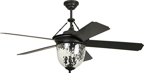 Craftmade CAV52ABZ5LK Cavalier Dual Mount 52″ Outdoor Ceiling Fan with 120 Watts Light Kit and Wall & Remote Control, 5 ABS Blades, Aged Bronze