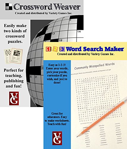 Crossword Weaver + 1-2-3 Word Search Maker, Crossword and Word Search Creation Software for Windows — Bundle Discount Plus Educator Discount