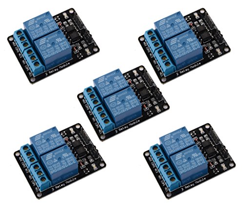 DAOKI 5PCS 2 Channel DC 5V Relay Module with Optocoupler Low Level Trigger Expansion Board Compatible with Arduino