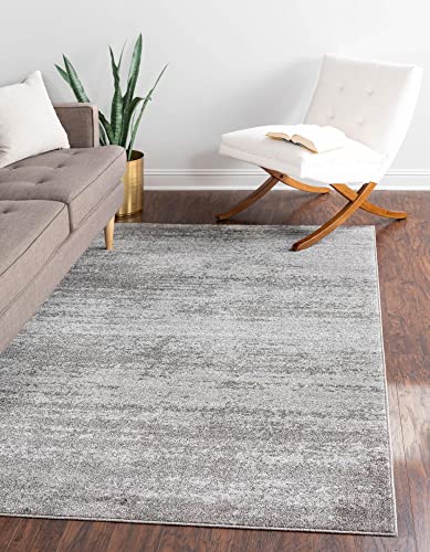 Unique Loom Del Mar Collection Area Rug- Modern Transitional Inspired Tonal Design (7′ 0 x 10′ 0 Rectangular, Gray/ Beige)