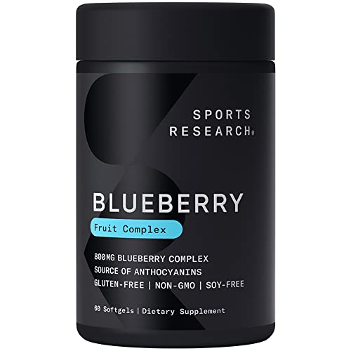 Sports Research Whole Fruit Blueberry Concentrate Made from Organic Blueberries – Non-GMO & Gluten Free (60 Liquid Softgels)