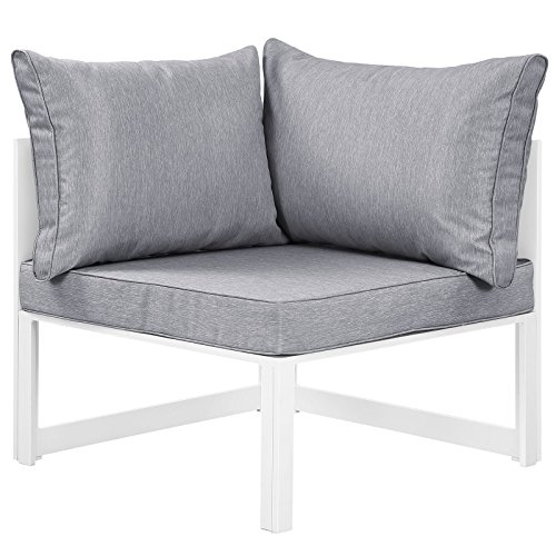 Modway Fortuna Aluminum Outdoor Patio Corner Chair in White Gray