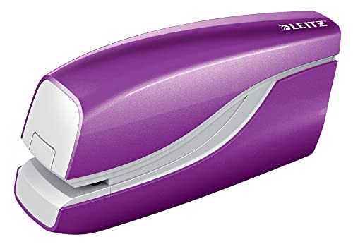 Leitz Electric Stapler, 10 Sheet Capacity, Battery Powered, Wow Range, 55661062 – Purple