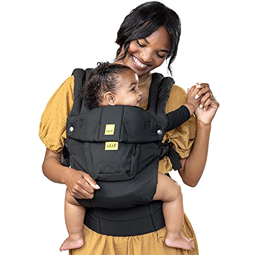 LÍLLÉbaby Complete Original Ergonomic 6-in-1 Baby Carrier Newborn to Toddler – with Lumbar Support – for Children 7-45 Pounds – 360 Degree Baby Wearing – Inward and Outward Facing – Black
