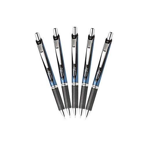 Pentel EnerGel RTX Retractable Liquid Gel Pen 0.5mm Fine Line Needle Tip Black Ink (5)