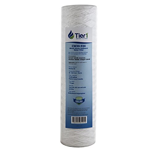 Tier1 30 Micron 10 Inch x 2.5 Inch | String Wound Polypropylene Whole House Sediment Water Filter Replacement Cartridge | Compatible with Pentek CW-MF, 155187-43, W30W, RS3DS, Home Water Filter