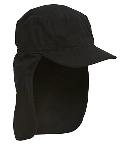 TOP HEADWEAR Black Porter Cadet Foreign Legion GI Flap Cap – One Size