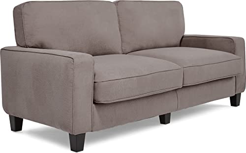 Serta Palisades Upholstered Sofas for Living Room Modern Design Couch, Straight Arms, Soft Fabric Upholstery, Tool-Free Assembly, 73″ Sofa, Glacial Gray