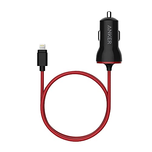 iPhone Car Charger, Anker 12W 5V Lightning [Mfi-Certified], PowerDrive Car Charger with 3ft Apple Certified Cable, for iPhone 14 13 12 11 Pro Max mini XS XR X 8 7 6 Plus, iPad Pro/Air 2/mini, and More