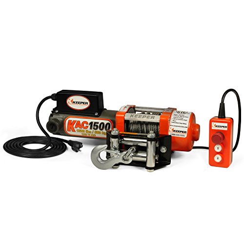 KEEPER KAC1500,110/120V AC Electric Winch, 1500lb Single Line Pull, Hand Held Remote w/Safety Switch