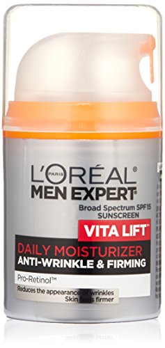 L’Oreal Men Expert Vitalift Anti-Wrinkle & Firming Face Moisturizer with SPF 15 and Pro-Retinol, Face Moisturizer for Men, Beard and Skincare for Men, 1.6 oz