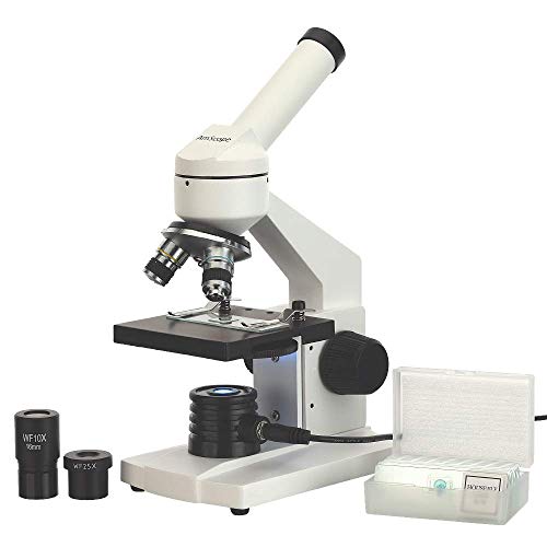 AmScope – M102C-PB10 40X-1000X Biological Compound Microscope with Prepared and Blank Slides for Student and Kids