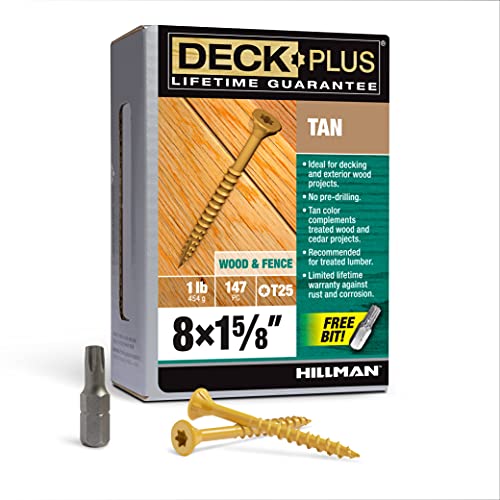 Deck Plus 48411 Wood Screws #8 x 1-5/8″, Tan, 1lb Box