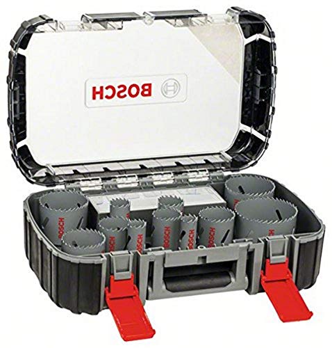 Bosch Professional 17 pcs. HSS Bi-metal Hole Saw Set (for various materials, Ø 20–76 mm, accessory rotary drill)