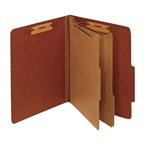 Office Depot Classification Folders, 2 1/2in. Expansion, Letter Size, 2 Dividers, Red, Pack Of 5, OM01730