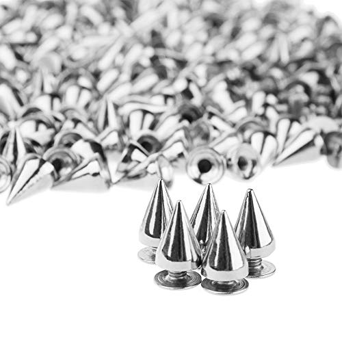 PMLAND 200 Sets/Pairs 9.5mm Silver Cone Spikes Screwback Studs DIY Craft Cool Rivets Punk