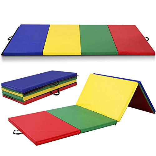 Giantex 4’x10’x2 Gymnastics Mat Folding Panel Thick Gym Fitness Exercise (Multicolor), 4’x10’x2