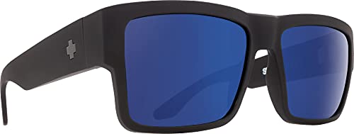 Spy Optic Cyrus Square Sunglasses, Soft Matte Black/Bronze with Light Blue Spectra, 58 mm