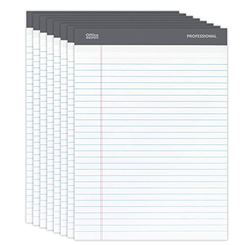 Office Depot Professional Legal Pad, 8 1/2in. x 11 3/4in., Legal Ruled, 50 Sheets Per Pad, White, Pack Of 8 Pads, 99528