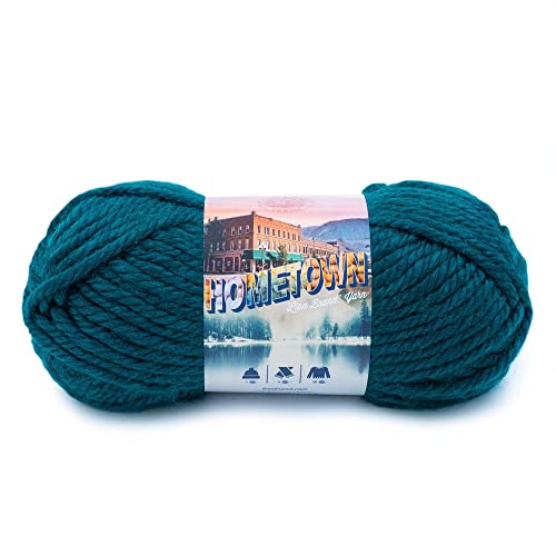 Lion Brand Yarn Hometown Yarn, Bulky Yarn, Yarn for Knitting and Crocheting, 1-Pack, Peacock