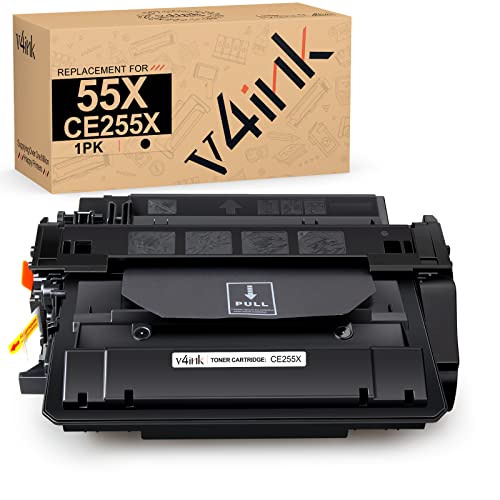 v4ink Compatible CE255X Toner Cartridge Replacement for HP 55X CE255X 55A CE255A 12500 Pages for HP P3015 P3015dn P3015x HP Enterprise Pro 500 MFP M525 M521 M521dn M521dw Printer