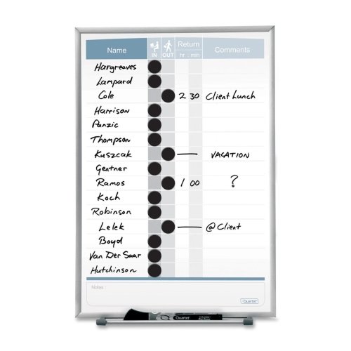 QRT33703 – Quartet Matrixreg; in/Out Board, 11 x 16, Magnetic, Track Up to 15 Employees