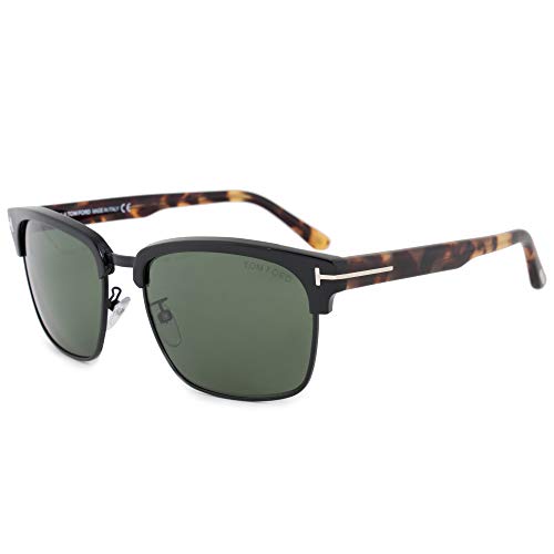 TOM FORD FT0367 River Sunglasses Shiny Black/Tortoise w/Crystal Green (02B) TF 367 02B 57mm Authentic