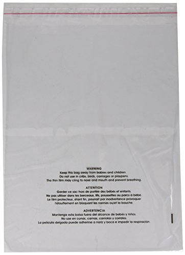 Uline Suffocation Warning Poly Bag, 1.5 ml Self-Sealed, 100 Count (S-19131) 11×14
