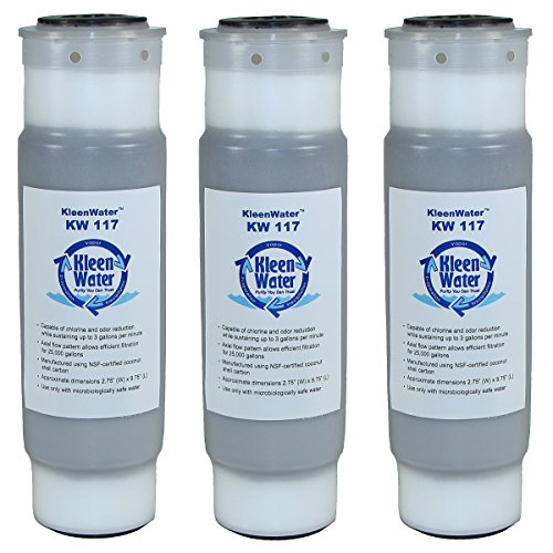KleenWater Granular Activated Carbon Water Filter Replacement Cartridges Compatible with Whirlpool WHKF-GAC, 2.5 x 9.75 inch, Set of 3