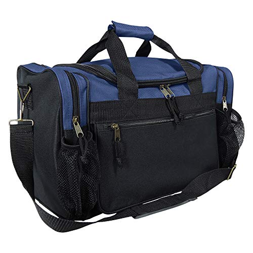 DALIX 17″ Duffle Travel Bag with Dual Front Mesh Pockets in Navy Blue