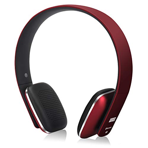 August EP636 Bluetooth Headphones – Wireless On-Ear Headphones with NFC/Headset Microphone – Red