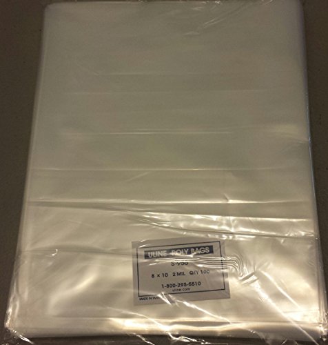 100 Pieces 2 Mil 8 X 10, Flat, Open End Poly Bags