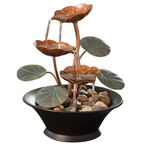 Bits and Pieces – Indoor Water Lily Water Serenity Fountain – Compact & Lightweight Tabletop Decoration