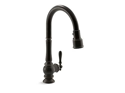 KOHLER Artifacts Pull Down Kitchen Faucet, Kitchen Sink Faucet with Pull Down Sprayer, Oil-Rubbed Bronze, K-99259-2BZ
