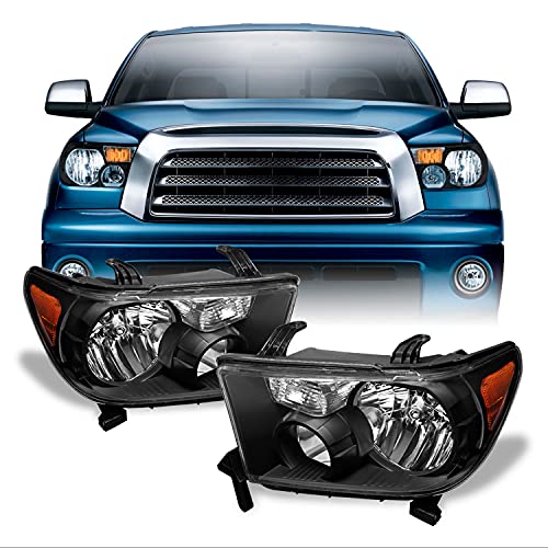 AKKON – For Toyota Tundra OE Replacement Black Headlights Driver/Passenger Head Lamps